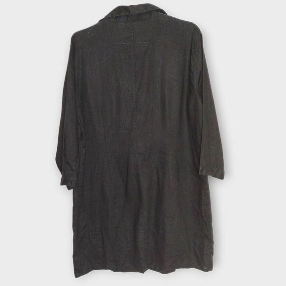 Vtg CHICOS DESIGN Shirt Dress Sz 3/ US 16 100% Linen Tunic Shirt Corpcore Y2K - Picture 2 of 9